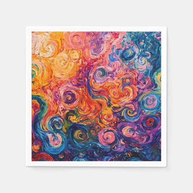 Serviette En Papier Peinture à l'huile de tourbillons psychédélique (Devant)