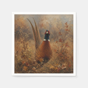 Serviette En Papier Peinture à l'huile du faisan d'automne 