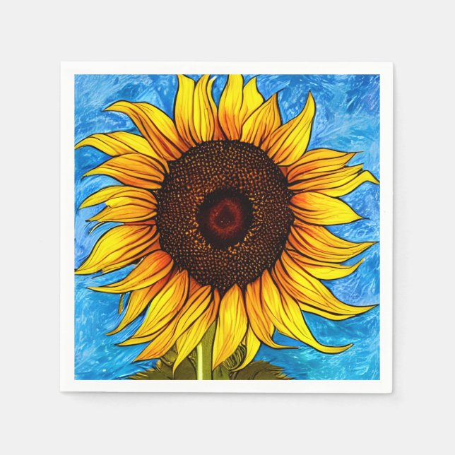 Serviette En Papier Peinture Abstraite de tournesol (Devant)