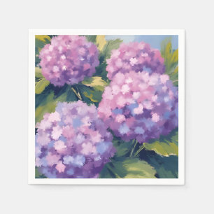 Serviette En Papier Peinture aquarelle florale d'hortensias violets