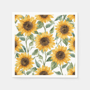 Serviette En Papier Peinture aquarelle florale jaune Tournesols