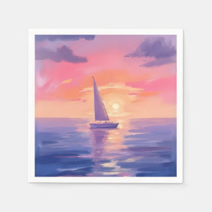 Serviette En Papier Peinture aquarelle pastel violet voile de coucher