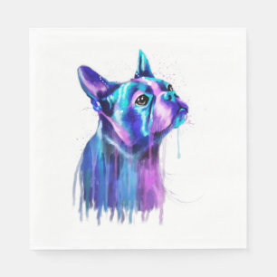 Serviette En Papier Peinture colorée Boston Terrier Dog Art Watercolor