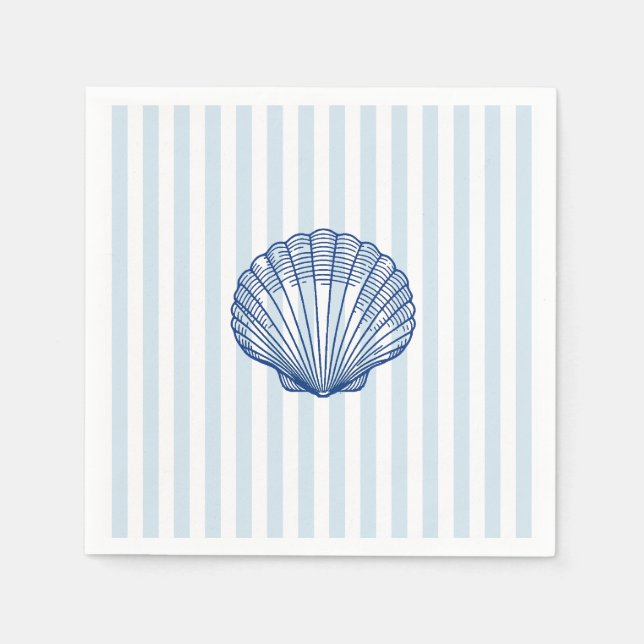 Serviette En Papier Peinture côtière de coquillages Bande marine (Devant)