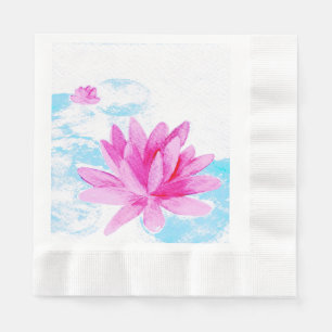 Serviette En Papier Peinture d'aquarelle rose Lotus