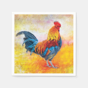Serviette En Papier Peinture d'Art numérique de coq coloré