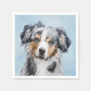 Serviette En Papier Peinture de berger américaine miniature - Chien Ar