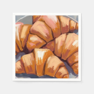 Serviette En Papier Peinture de boulangerie fraîche de croissants