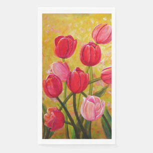 Serviette En Papier Peinture de bouquet de tulipe rose et rouge