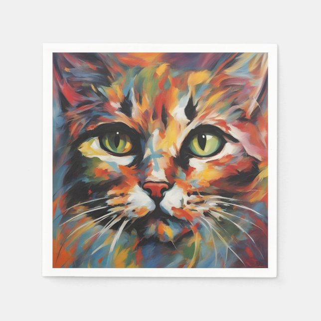 Serviette En Papier Peinture de chats (Devant)