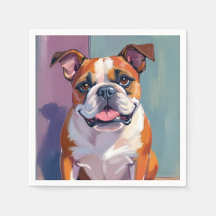 Serviette En Papier Peinture de chien Bulldog fantaisiste à l'aquarell