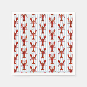 Serviette En Papier Peinture de homard rayure bleue marine Côtière