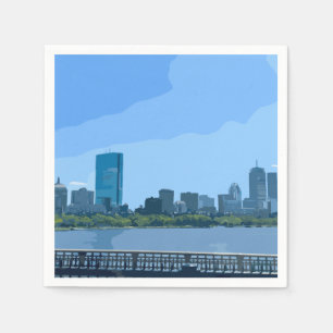 Serviette En Papier Peinture de la skyline de Boston sur la rivière Ch