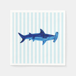 Serviette En Papier Peinture de requin à marteau Bleu Bande