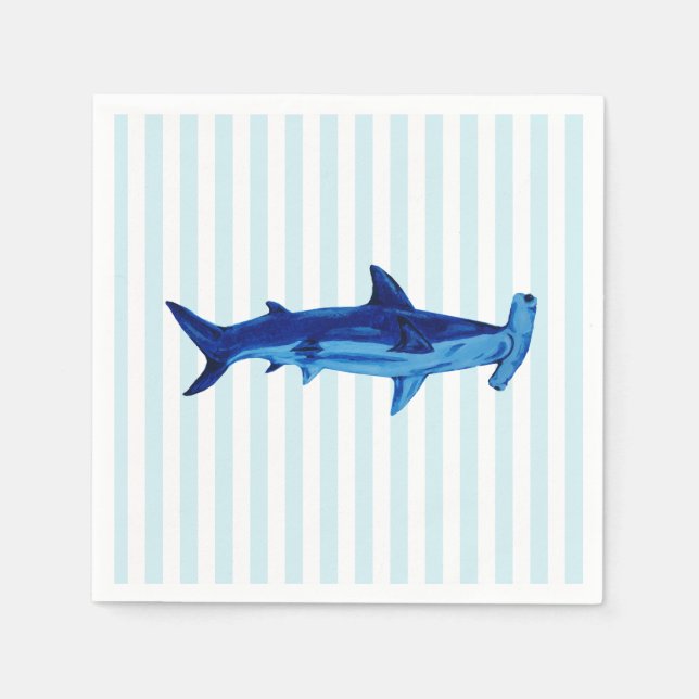 Serviette En Papier Peinture de requin à marteau Bleu Bande (Devant)
