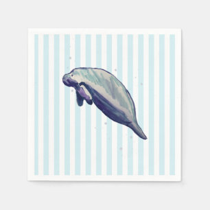 Serviette En Papier Peinture du lamantin éclaboussant une rayure bleue