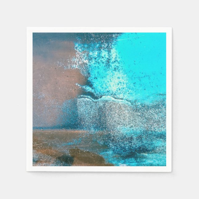 Serviette En Papier Peinture et rouille texturées turquoise Abstrait (Devant)