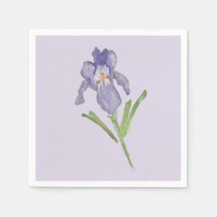 Serviette En Papier Peinture Fleur Iris Violet