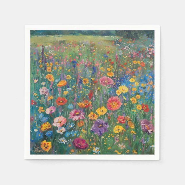 Serviette En Papier peinture fleur sauvage aquarelle (Devant)