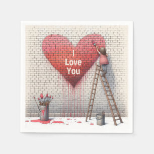 Serviette En Papier Peinture I Love You Heart Mural