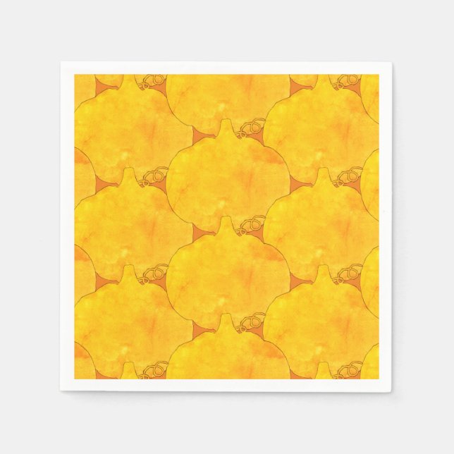 Serviette En Papier Peinture Motif citrouille aquarelle (Devant)