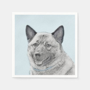 Serviette En Papier Peinture norvégienne Elkhound - Art original Chien