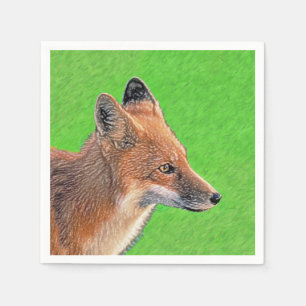 Serviette En Papier Peinture Red Fox - Art original de la faune