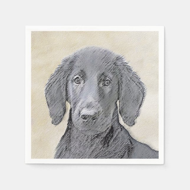 Serviette En Papier Peinture Retriever à revêtement plat - Art Chien o (Devant)