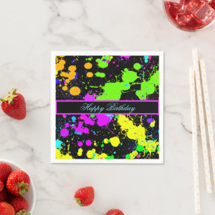 Serviette En Papier Peinture rose rose vert pourpre jaune Jaune Joyeux