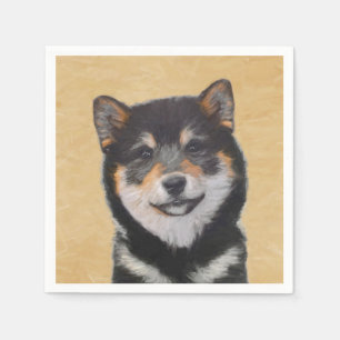 Serviette En Papier Peinture Shiba Inu (Noir et Tan) - Art Chien