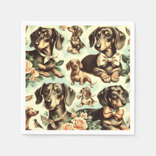 Serviette En Papier Peinture vintage Dachshund transparente