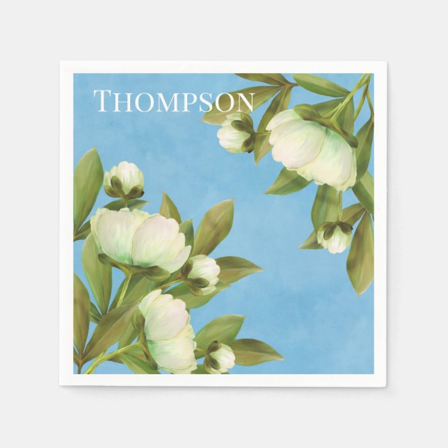 Serviette En Papier Peonies blanches classiques Bouquet floral (Devant)