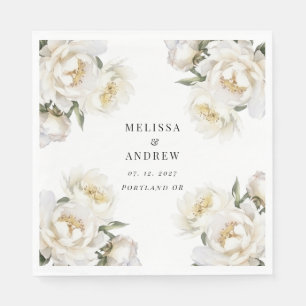 Serviette En Papier Peony blanc