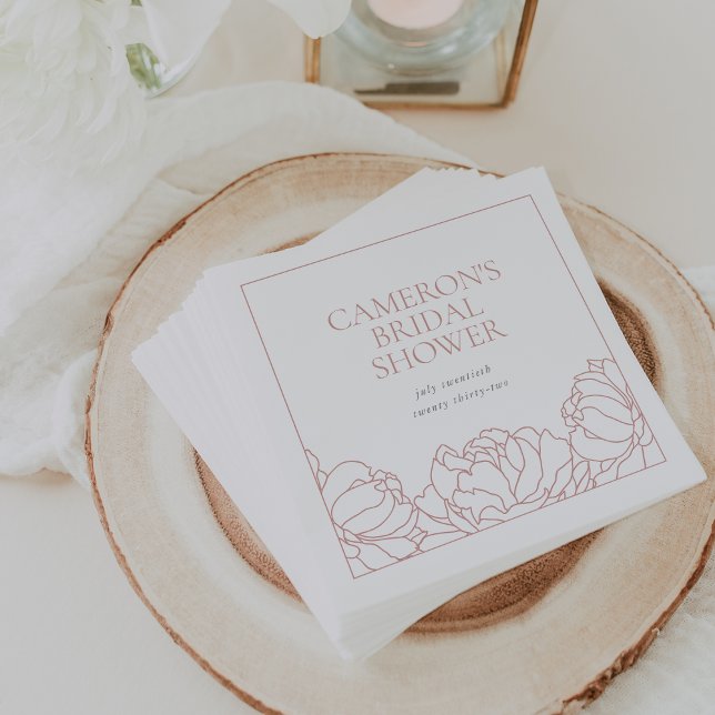 Serviette En Papier Peony Garden Dusty Rose Floral Fête des mariées (Créateur téléchargé)