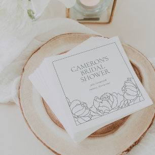 Serviette En Papier Peony Garden Dusty Sage Green Fête des mariées Flo