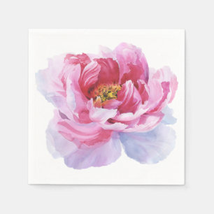Serviette En Papier Peony rose Aquarelle Livre blanc Naples