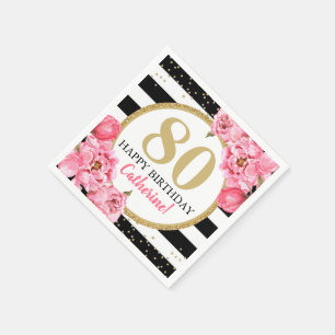 Serviette En Papier Peony rose rayé Jalon Anniversaire