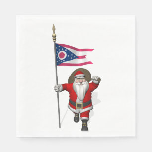 Serviette En Papier Père Noël Avec Drapeau De L'Ohio