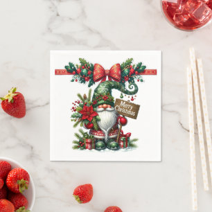 Serviette En Papier Père Noël avec Noël Poinsettia
