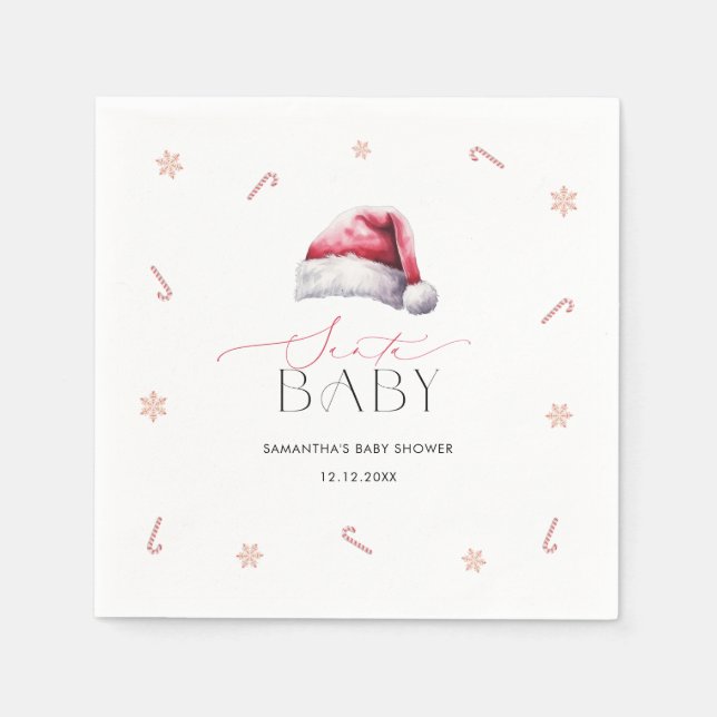 Serviette En Papier Père Noël Baby Christmas Baby shower Dîner (Devant)