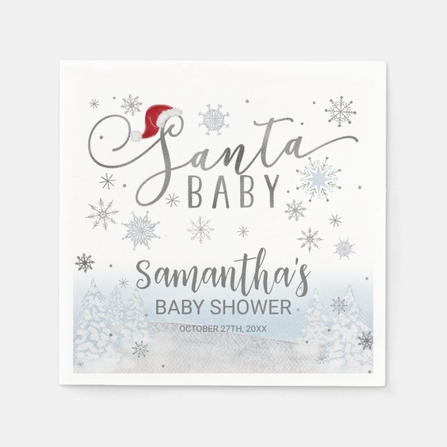 Serviette En Papier Père Noël Baby Christmas Boy Baby shower (Devant)