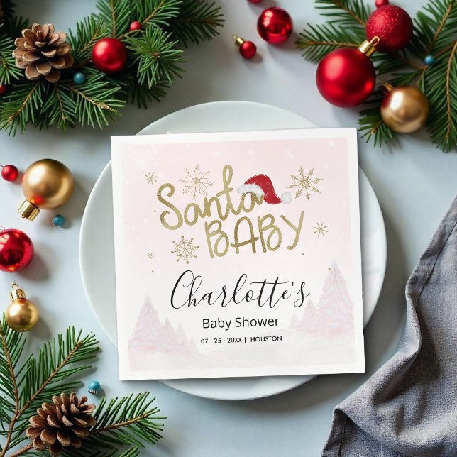 Serviette En Papier Père Noël Baby Christmas Girl Baby shower (Créateur téléchargé)