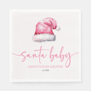 Serviette En Papier Père Noël Baby rose Casquette Noël Baby shower de 