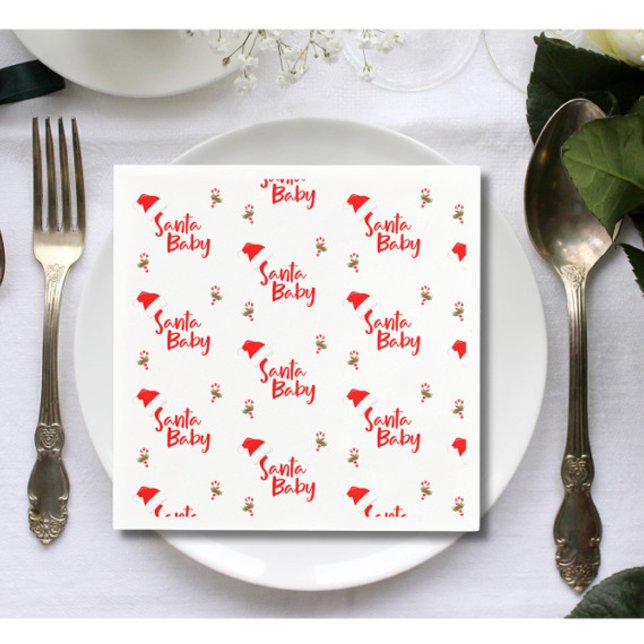 Serviette En Papier Père Noël Baby Winter Baby shower (Créateur téléchargé)