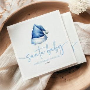 Serviette En Papier Père Noël Bleu Casquette Noël Baby shower de Noël
