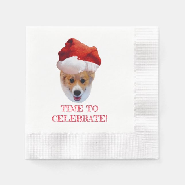 Serviette En Papier Père Noël Corgi Napkins (Devant)