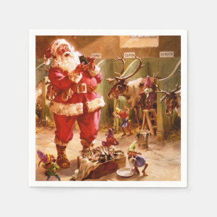 Serviette En Papier Père Noël dans la grange Reindeer