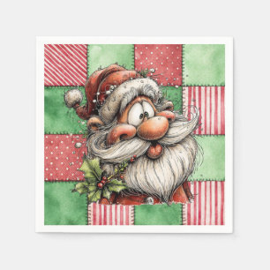 Serviette En Papier Père Noël de dessin animé drôle riant