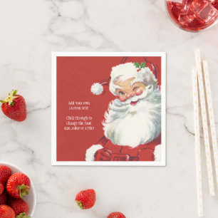 Serviette En Papier Père Noël de Noël vintage, joyeux et clin d'œil