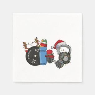 Serviette En Papier Père Noël drôle haltères musculation gym Noël